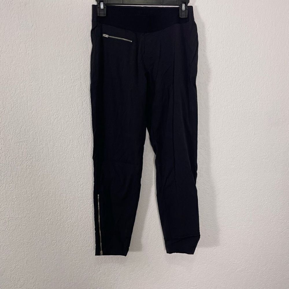 Athleta‎ Black Zipper Detail Nylon Jogger Pants Size 0